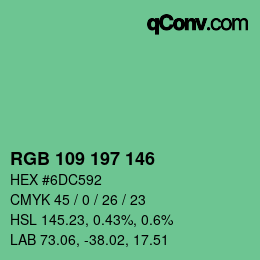 Farbcode: RGB 109 197 146 | qconv.com