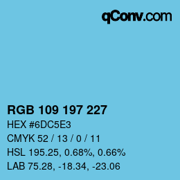 カラーコード: RGB 109 197 227 | qconv.com