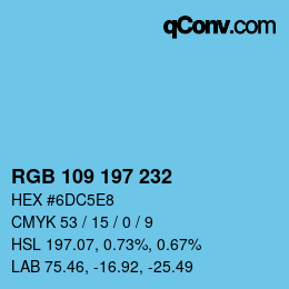 Color code: RGB 109 197 232 | qconv.com