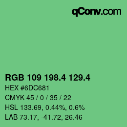 カラーコード: RGB 109 198.4 129.4 | qconv.com