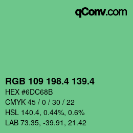 カラーコード: RGB 109 198.4 139.4 | qconv.com