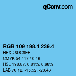 カラーコード: RGB 109 198.4 239.4 | qconv.com