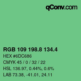 カラーコード: RGB 109 198.8 134.4 | qconv.com