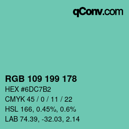 カラーコード: RGB 109 199 178 | qconv.com