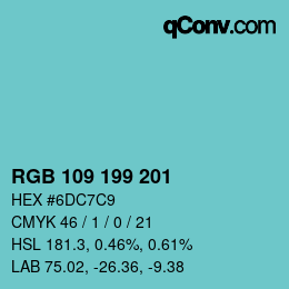 Color code: RGB 109 199 201 | qconv.com