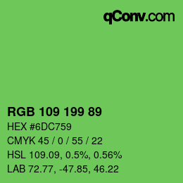 Color code: RGB 109 199 89 | qconv.com