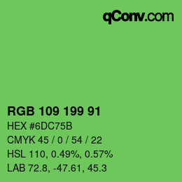 Color code: RGB 109 199 91 | qconv.com