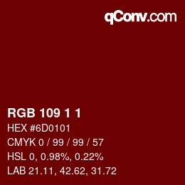 カラーコード: RGB 109 1 1 | qconv.com