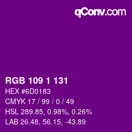 Color code: RGB 109 1 131 | qconv.com