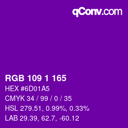 Color code: RGB 109 1 165 | qconv.com