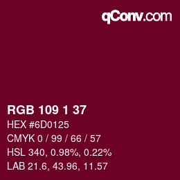 カラーコード: RGB 109 1 37 | qconv.com