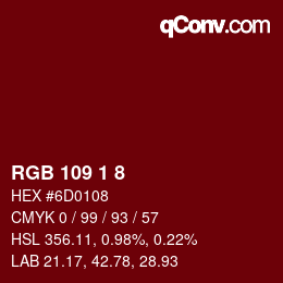 カラーコード: RGB 109 1 8 | qconv.com