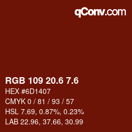 カラーコード: RGB 109 20.6 7.6 | qconv.com