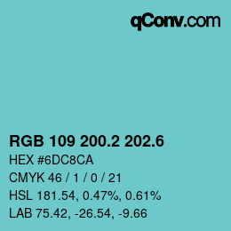 カラーコード: RGB 109 200.2 202.6 | qconv.com