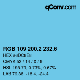 カラーコード: RGB 109 200.2 232.6 | qconv.com