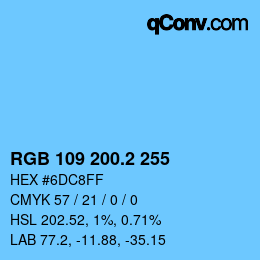 カラーコード: RGB 109 200.2 255 | qconv.com