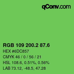 カラーコード: RGB 109 200.2 87.6 | qconv.com