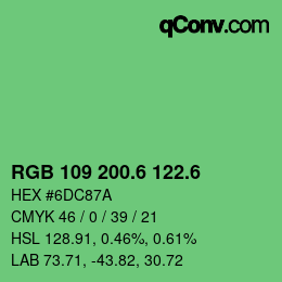 カラーコード: RGB 109 200.6 122.6 | qconv.com
