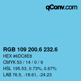 カラーコード: RGB 109 200.6 232.6 | qconv.com