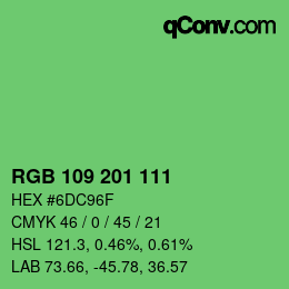 Color code: RGB 109 201 111 | qconv.com