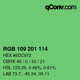 Color code: RGB 109 201 114 | qconv.com
