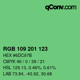 Color code: RGB 109 201 123 | qconv.com