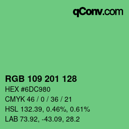 Color code: RGB 109 201 128 | qconv.com