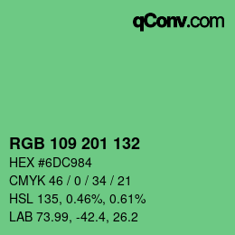 Color code: RGB 109 201 132 | qconv.com