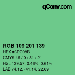 Color code: RGB 109 201 139 | qconv.com
