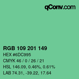 Color code: RGB 109 201 149 | qconv.com