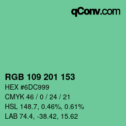 Color code: RGB 109 201 153 | qconv.com
