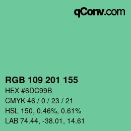 Color code: RGB 109 201 155 | qconv.com