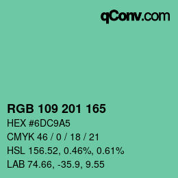 Color code: RGB 109 201 165 | qconv.com