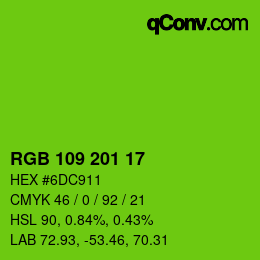 Color code: RGB 109 201 17 | qconv.com