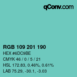 Color code: RGB 109 201 190 | qconv.com