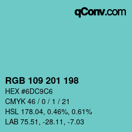 Farbcode: RGB 109 201 198 | qconv.com