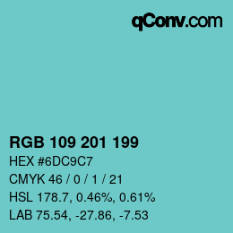 カラーコード: RGB 109 201 199 | qconv.com