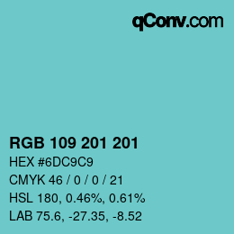 Color code: RGB 109 201 201 | qconv.com