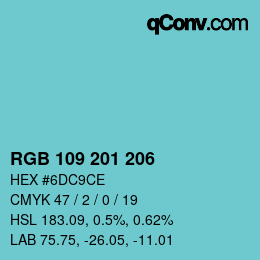 Color code: RGB 109 201 206 | qconv.com