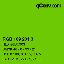 Color code: RGB 109 201 3 | qconv.com