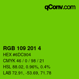 Color code: RGB 109 201 4 | qconv.com