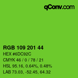Farbcode: RGB 109 201 44 | qconv.com