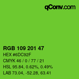 Color code: RGB 109 201 47 | qconv.com