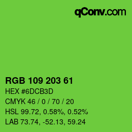 Color code: RGB 109 203 61 | qconv.com