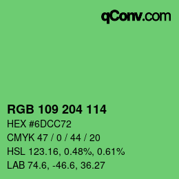 Color code: RGB 109 204 114 | qconv.com