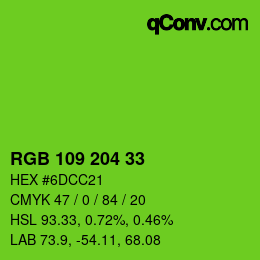 Color code: RGB 109 204 33 | qconv.com