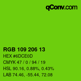 Farbcode: RGB 109 206 13 | qconv.com