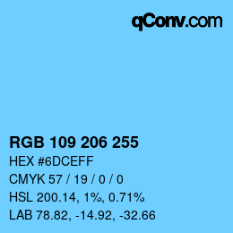 Color code: RGB 109 206 255 | qconv.com