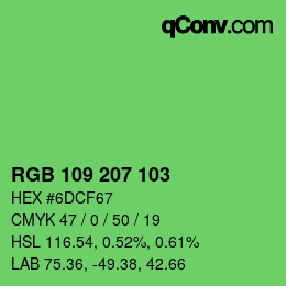 Color code: RGB 109 207 103 | qconv.com