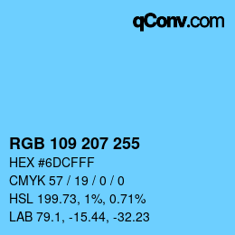 Color code: RGB 109 207 255 | qconv.com